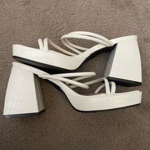 White platform heels